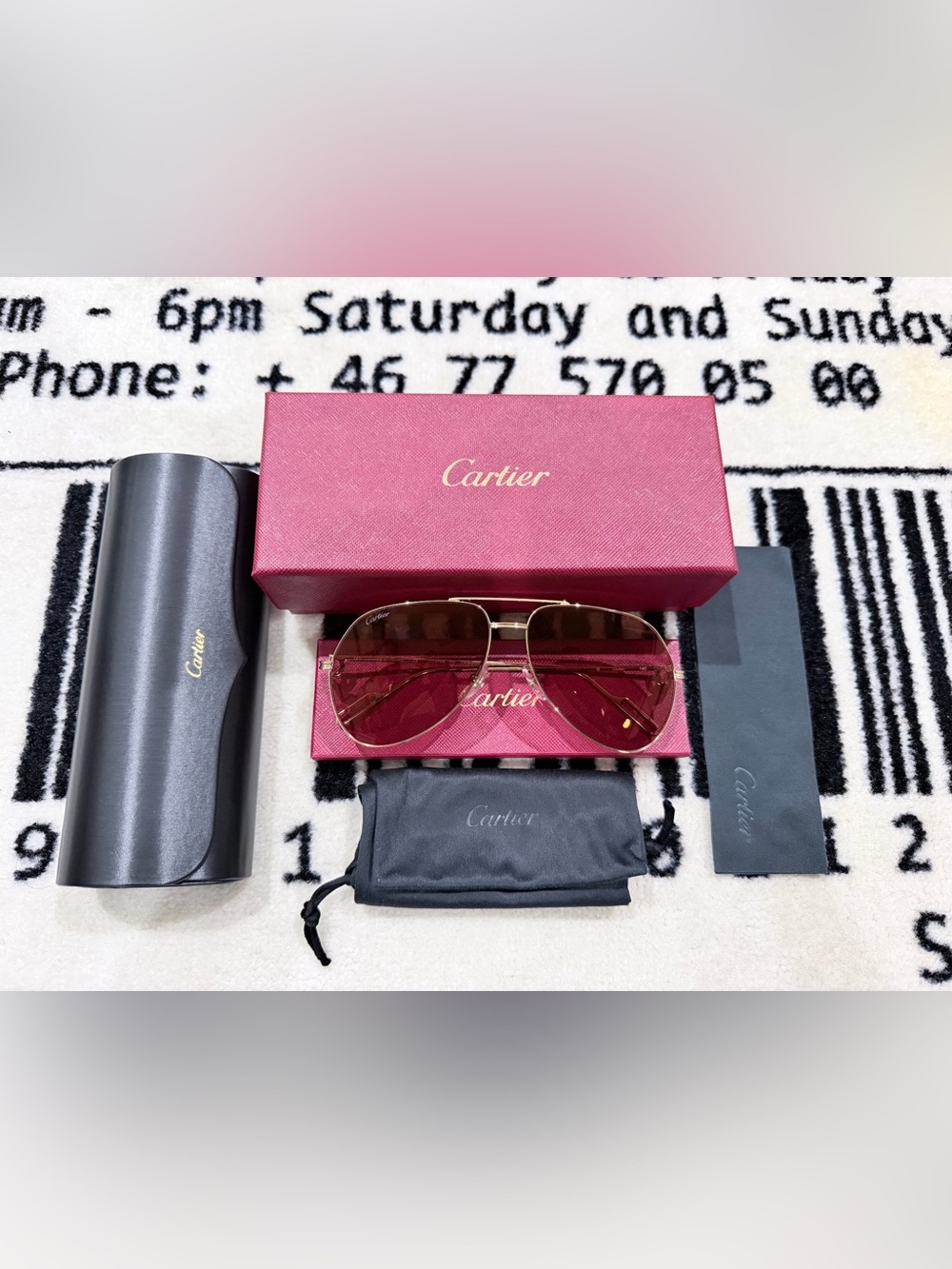 1000% Authentic Cartier Burgundy Pilot Unisex C Logo Temples Aviator Sunglasses.